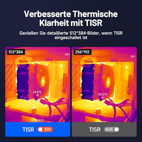 TOPDON Wärmebildkamera -TC001, 512x384 TISR Auflösung, ＜40mK Wärmeempfindlichkeit, 25Hz, Testbereich -20 ℃ bis 550 ℃, 0,1 ℃ Testpräzision, entwickelt für Android phones/Tablets und Windows Laptops