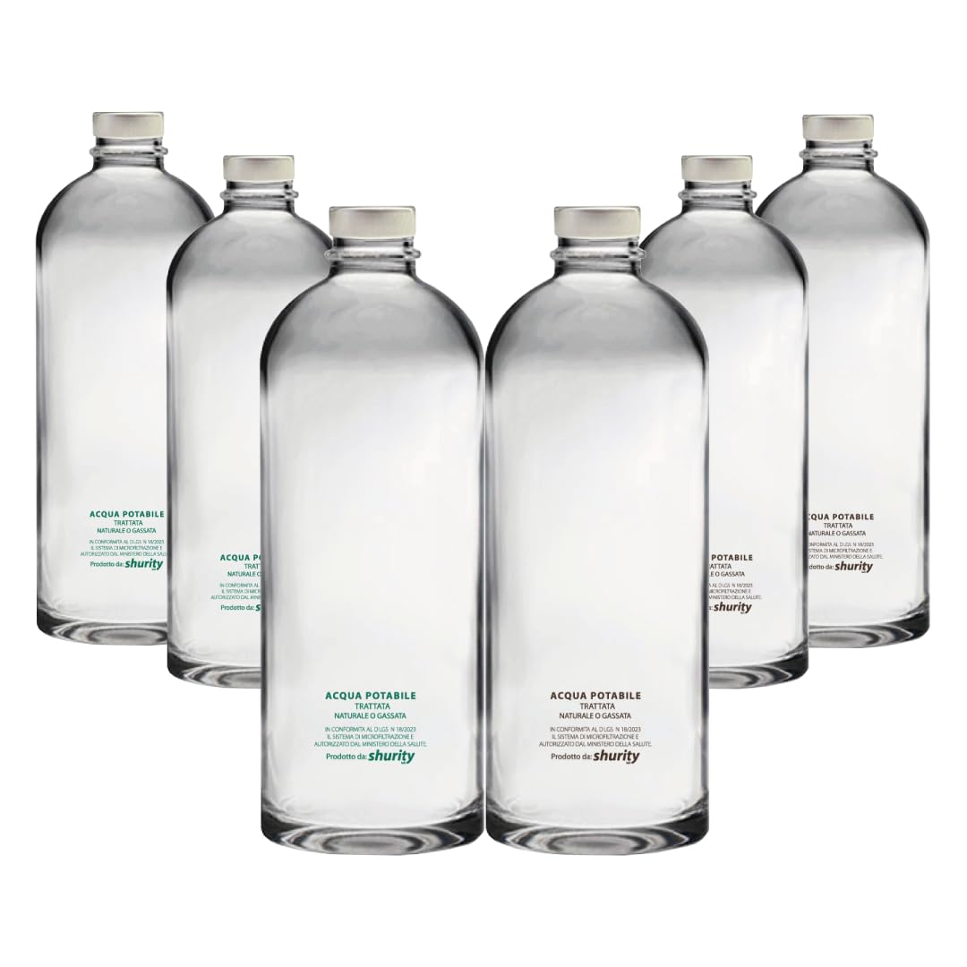 Pack Misto 6pz. – Bottiglie Personalizzate Trasparenti 75cl. con Tappo Argento Shurity Puffy