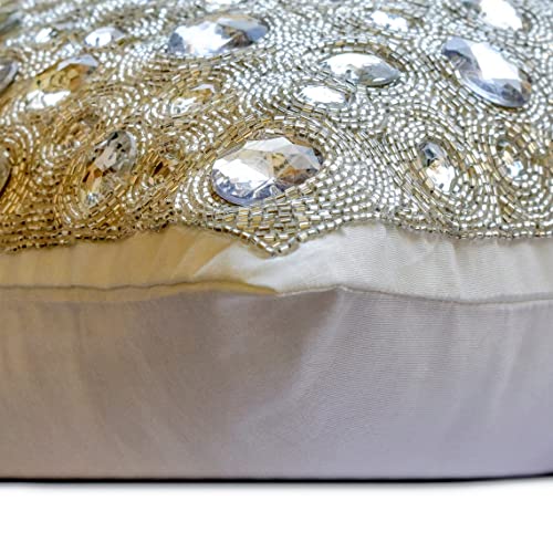 The Homecentric White Throw Pillow Cover, Rhinestones Crystals Sparkly Glitter Pillow Cover, Asian Throw Pillow, 18X18 Inch (45X45 Cm) Throw Pillow Cover, Square Silk - Diamonds Everywhere #TOP1