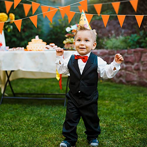 Image of Preboun 400 ft Solid Pennant Banner Flags 240 Pcs String Hanging DIY Triangle Bunting Bulk Garland for Grand Opening Carnival Birthday Party Decoration Outdoor(Orange)