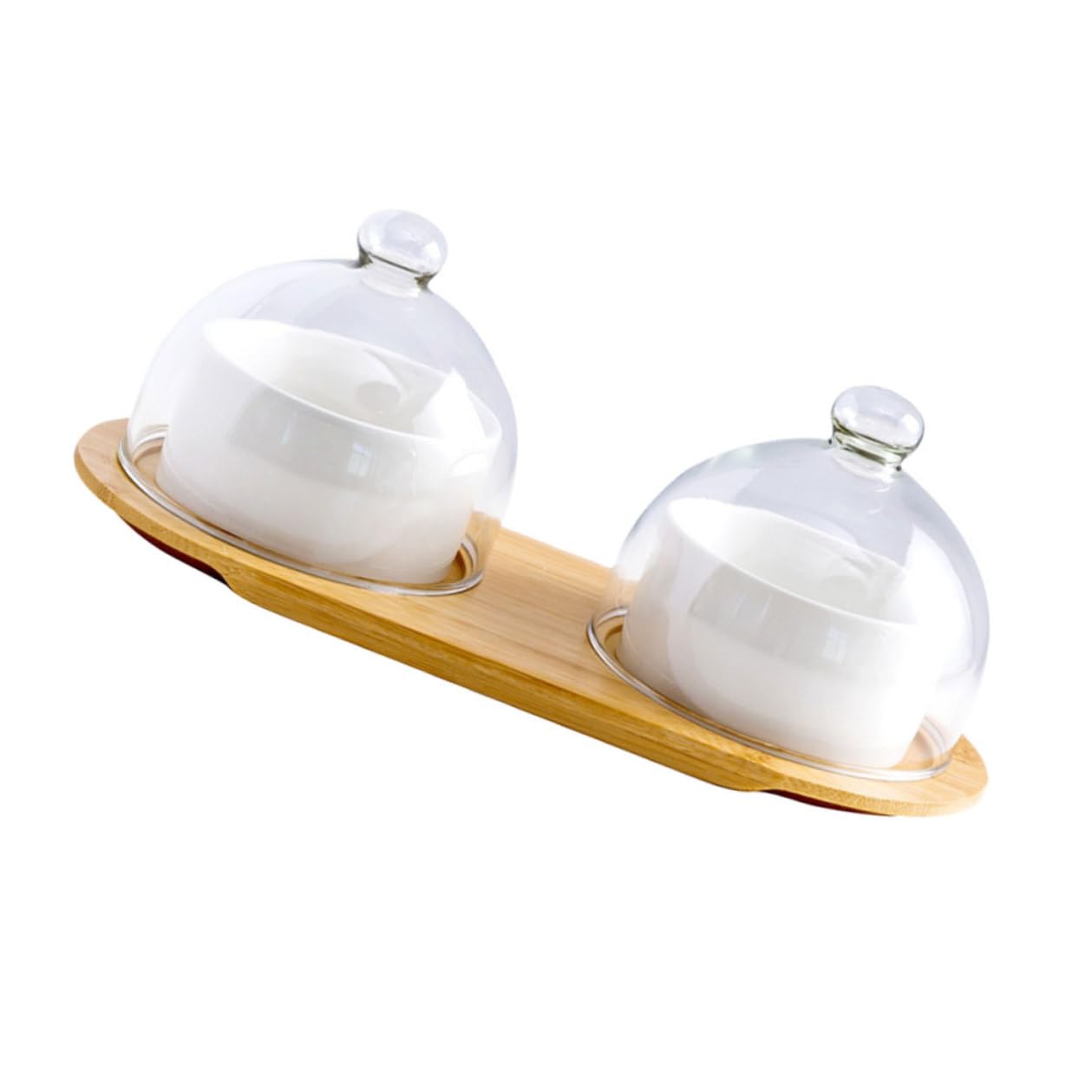 Ipetboom Bol De Cerámica Para Postres Elegante Bol Para Servir Comida Para Fiestas Tapa Transparente De Vidrio Para Ensaladas y Frutas