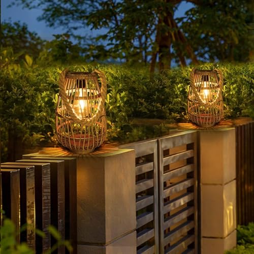 Handgeflochtene Rattan-Solarleuchte Zum Hängen – Warmes Licht Für Garten, Terrasse & Balkon, Wetterfest, Automatisch Ein/aus