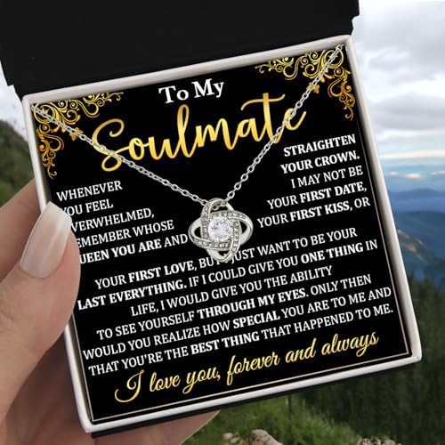 To My Soulmate Necklace For Women, Soulmate Necklace For Her, To My Wife Necklaces From Husband, Girlfriend Gift From Boyfriend, Christmas Anniversary Birthday Necklaces For Wife - Image 2