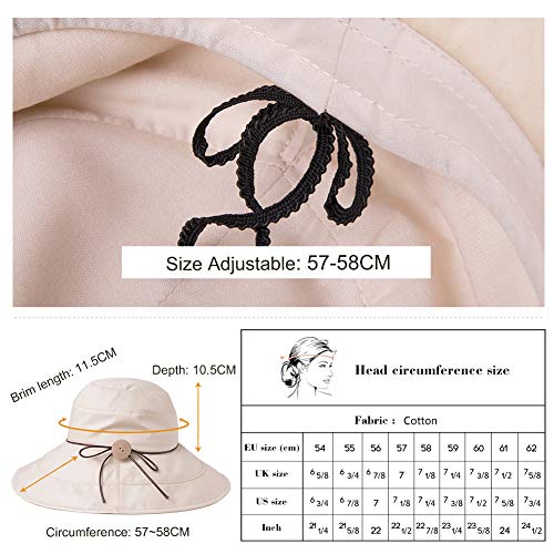 Jeff & Aimy Womens Wide Brim Packable Summer Sun Bucket Hat Beach Safari Hiking Bow Fishing Bonnie Spf Grey 56-58Cm #TOP5
