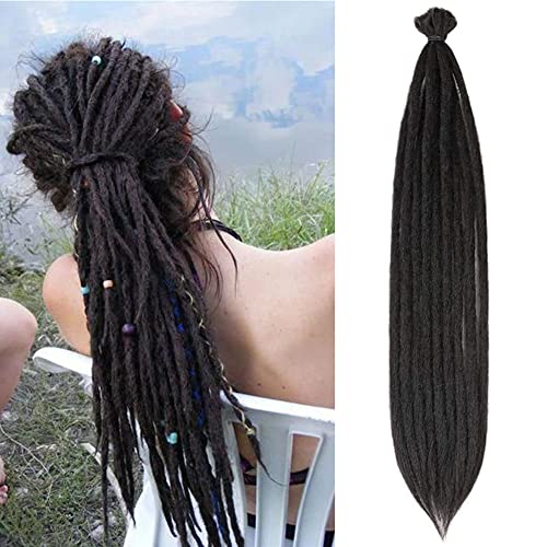 DAIRESS 10 Strands 22Inches Synthetic Dreadlock Extensions Single Ended Crochet Dreads Extension Reggae Hair Dread Locks Hippie Hair Extensions (#2 Dark Brown)