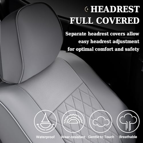 Image of Coverado Tacoma Leather Seat Covers, Front Car Seat Covers Custom Fit for 2016-2023 Toyota Tacoma Double & Crew Cab, Covers Seat Protector for Tacoma Accessories (Gray)