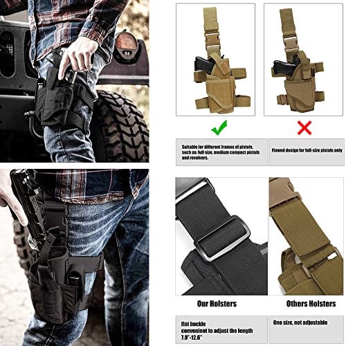Drop Leg Holster Left Handed, Thigh Gun Holsters For Men Women, Airsoft Pistol Holster Magazine Pouch Adjustable Tactical 1911 Leg Harness For Large Medium Pistols #TOP6