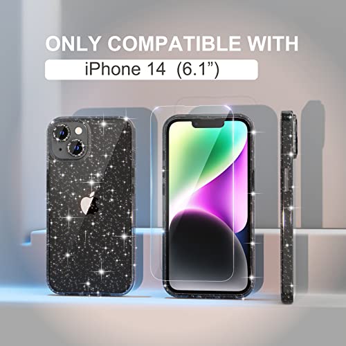 Coque iPhone 14 transparente à paillettes Choiche avec verres trempés protège-objectifs - 2