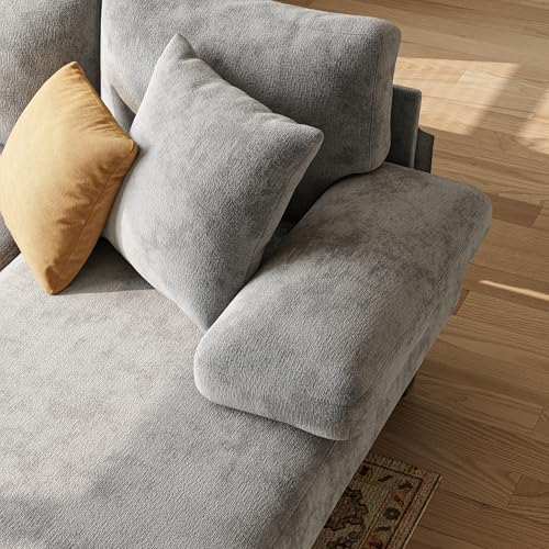 Image of Txtin's Sleeper Sofa with Pull Out Couch Bed | 112 Inch Couches for Living Room | U-Shaped Convertible Sofa Bed | Chenille Light Grey