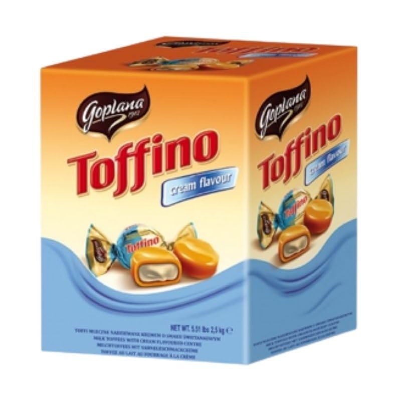 Toffino Choco y Toffino Crema Nata - Caramelos Toffee | Formato Caja Expositora 2,5 KG Aprox 380 Unidades (CREMA NATA)