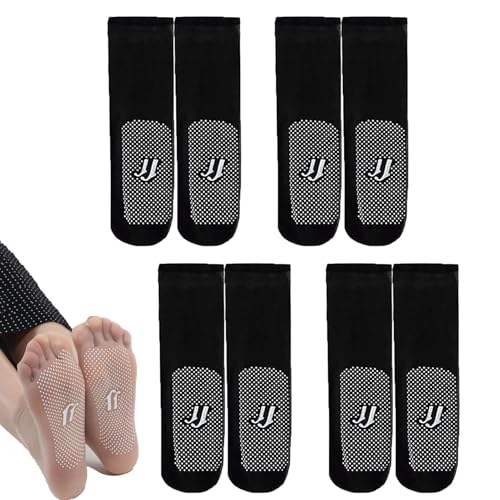Calcetines invisibles, antideslizantes, de seda de cristal, antideslizantes, transparentes, finos, antideslizantes y de seda de cristal, 8 pares, color negro, One Size Short