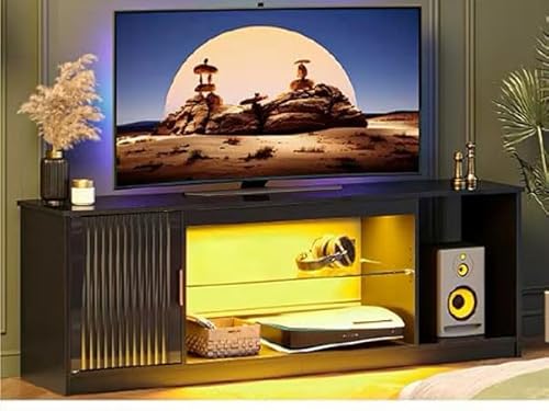 Bestier 65-Inch Fluted TV Stand with Shelves