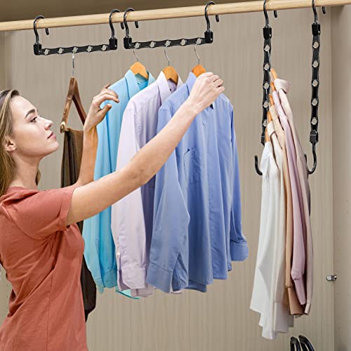 Image of 8 Pack Hangers Space Saving Magic Space Saver Storage Smart Plastic Clothes Hanger Organizer Closet Organizers and Storage for Closet Wardrobe Apartment College Dorm Room Essentials, Black
