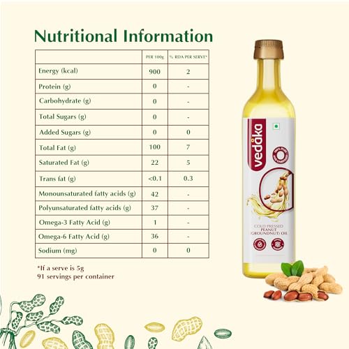Image of Vedaka Cold Pressed Peanut Oil, 500ml (Pack of 3)
