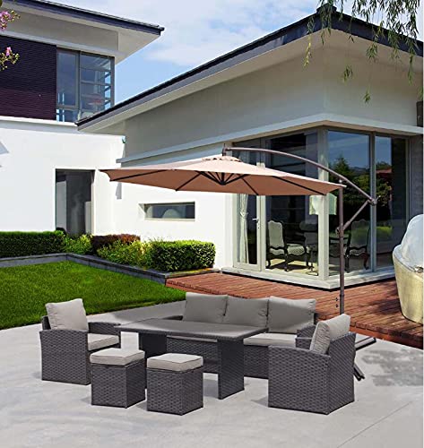 Qdy -10Ft Offset Outdoor Umbrella, Large Cantilever Umbrella, Market Hanging Patio Umbrellas With Crank For Backyard, Lawn And Garden, Base Not Include,1 Khaki #TOP24