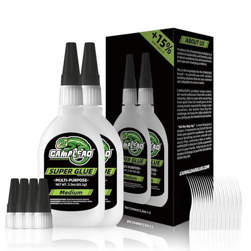 CAMALEAO Medium Super CA Glue for Ceramic, Glass, Plastic, Wood, 4.6 oz Multi-Purpose Cyanoacrylate Glue, 2610 PSI High Strength Instant Adhesive for DIY Craft, Hobby Model, Aquarium, 3D Printing