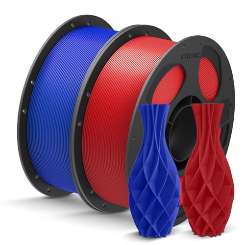 ANYCUBIC Filament PLA pour Imprimantes 3D, 2KG de Filament PLA de 1,75 mm pour l’impression 3D sur Imprimante 3D et Stylo 3D, Avec RFID, Bleu + Roug