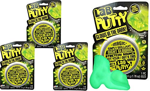 JA-RU Lab Putty Glow in the Dark Slime w/Tin Container (3 Units) Stress Relief Putty for Kids. Anger Management Toys. Mini Slime Party Favors, Birthday Goodie Bag Stuffers. 9578-3p