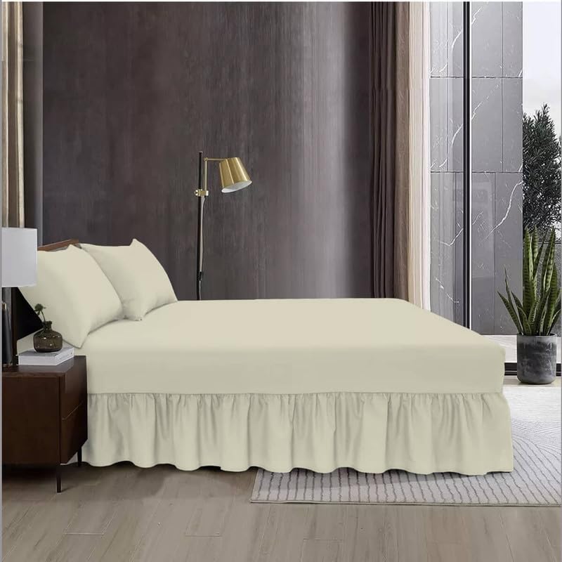 Fit Even Bedding Valence Sheet Collection - Soft Brushed Polycotton, Easy Wrap Elastic, Extra Deep Frilled with a Drop of 40cm (Small Double, Cream) — image 1