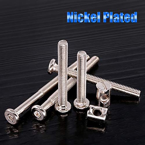 Glarks 100Pcs M6 x 40mm/50mm/60mm/70mm/80mm Hex Drive Socket Cap Furniture Barrel Screws Bolt Nuts Assortment Kit for Furniture Cots - Image 4