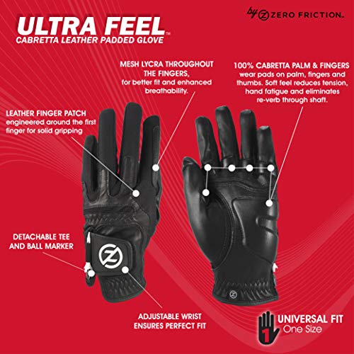 Guante de golf Cabretta Zero Friction con palma acolchada de piel premium 3