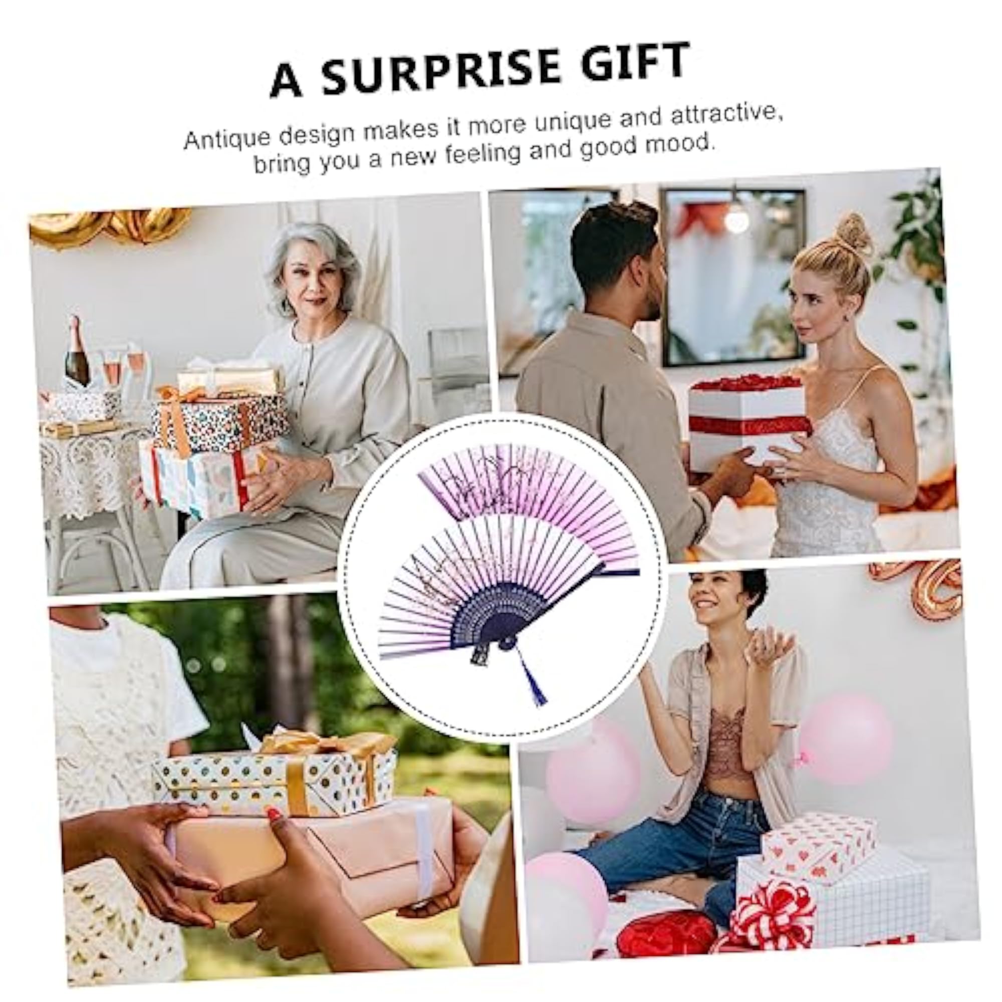 2pcs Classical Folding Hand Fan Set, Retro Dance Props