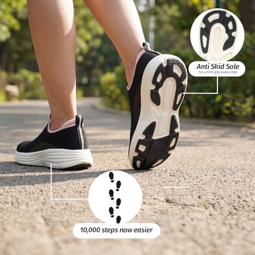 Image of YOHO Women Walking Shoes Rushhour Dynamic | Cushioned, Comfortable, Lightweight & Breathable Knitted Slip-Ons | Every Day Casual Wear Without Lace, Stylish Footwear for Ladies /Girls -900
