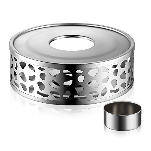 ecooe Stövchen Teewärmer Kaffeewärmer aus Edelstahl mit Teelichthalter,Teelicht und Teekanne ist Nicht enthalten