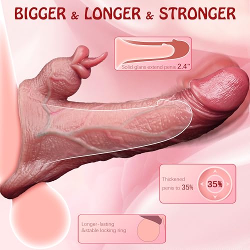Image of Vibrating Penis Sleeve for Men - Wearable Cock Sleeve Extender with Remote Control, 10 Vibration Modes & Smart App Control, Stretch Fit Silicone Male Enhancer for Couples Intimacy