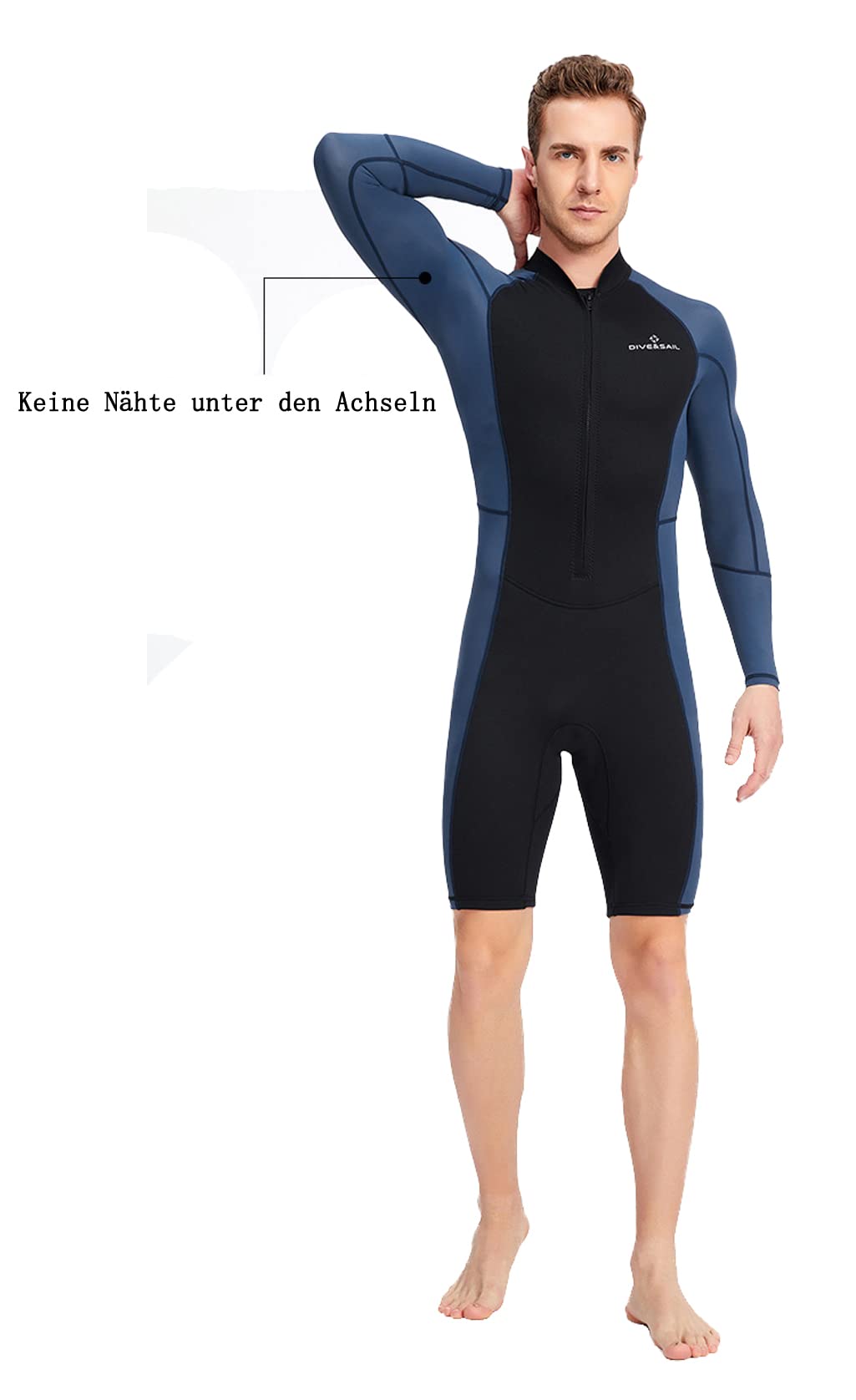 Herren Einteiliger Neoprenanzug 1.5 mm Neopren Tauchanzug Langarm Nassanzüge Tauchen Schnorcheln Surfen Badeshorts UV-Schutzfaktor 50+