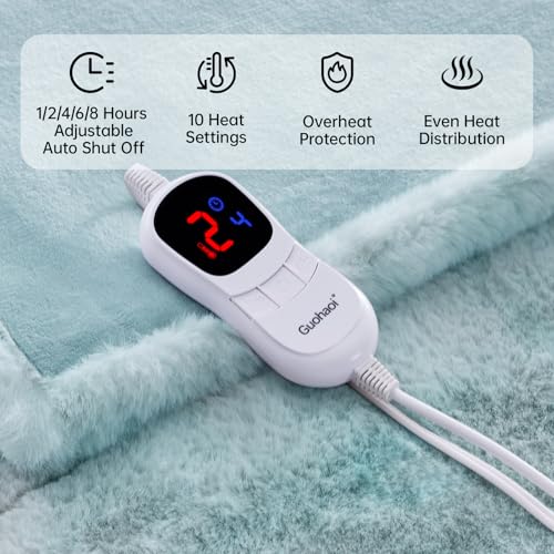 Guohaoi Heated Blanket, Soft Faux Rabbit Fur Electric Throw, 84"×90" - image 5
