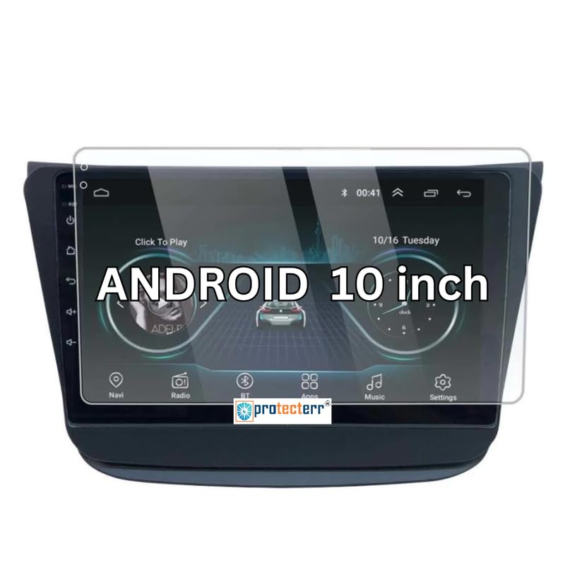 Image of Aftermarket 10 Inch Android Touchscreen Screen Protector | Tempered Glass Shield for Car Stereo, 9H Hardness, Anti-Scratch, Full Coverage