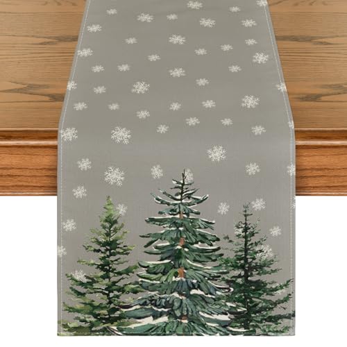 Artoid Mode Grau Kiefern Schneeflocken Weihnachten Tischläufer,...