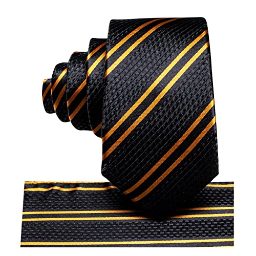 Image of Hi-Tie Father and Son Tie Set Striped Plaid Ties for Men and Boys Silk Necktie Pocket Square Set for Wedding Gifts