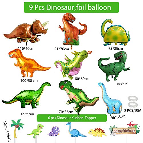 9 Stücke Folien Dinosaurier Luftballons, Dinosaurier Folienballon, Dino Luftballons Party, Folienballon Kinder Gross für… – Bild 3