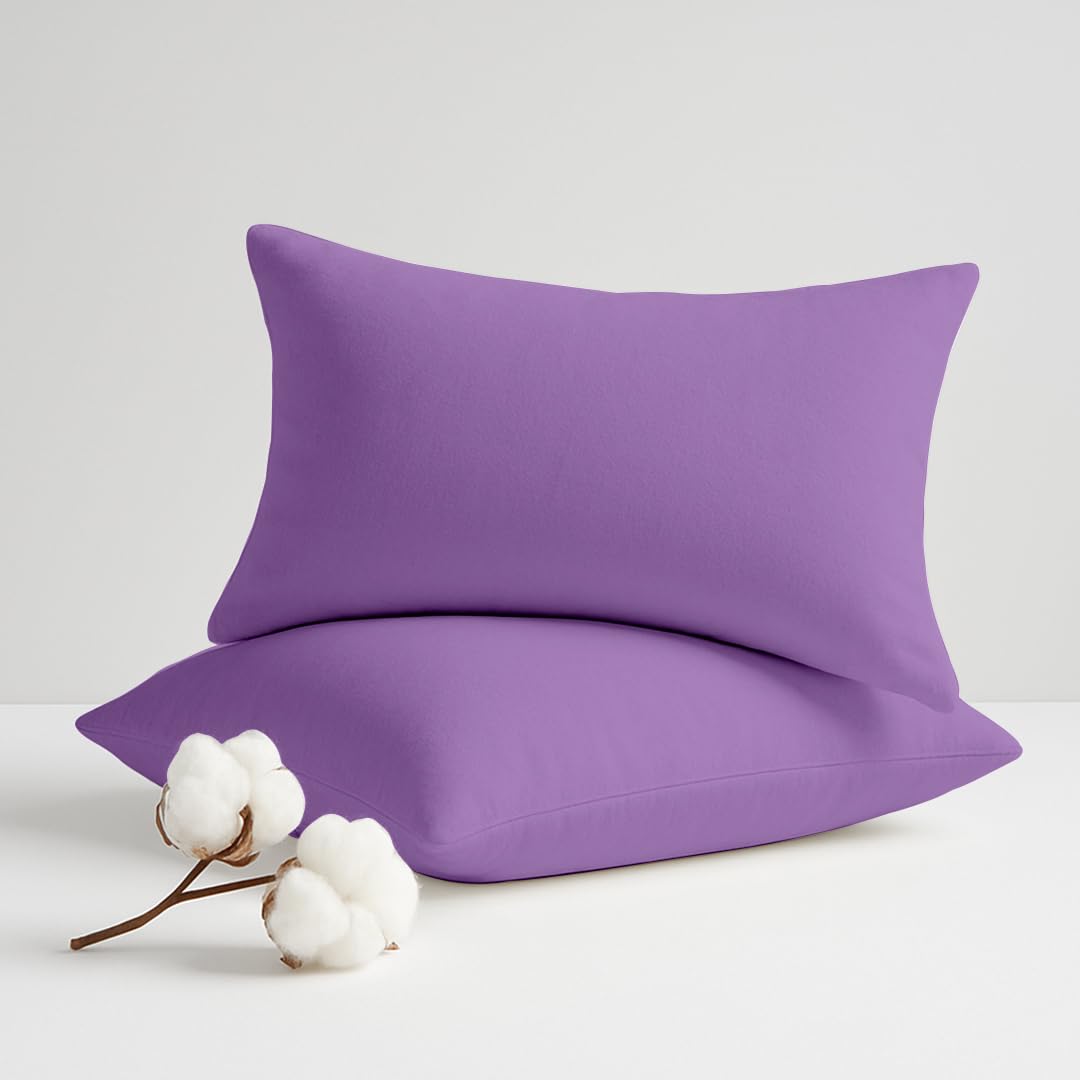 Egypto Lilac 100% Brushed Cotton Soft And Cozy Flannelette Thermal Pillow Cases (, Pillowcase)