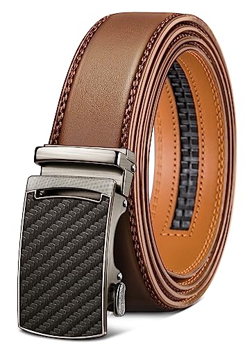 Image of KEMISANT Belt Men, Sliding Ratchet Belt Genuine Leather For Gift Mens Dress Pants Oxfords,Size Adjustable