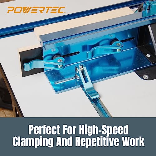Image of POWERTEC 2PK, 1 /4 inch-20 Cam Clamp, Lever Clamp w / 3 inch T Track Bolts, T Track clamp for Drill Press, Router Table, Work Bench, CNC Machine, Miter Saw, T Track Accessories for woodworking (71164)