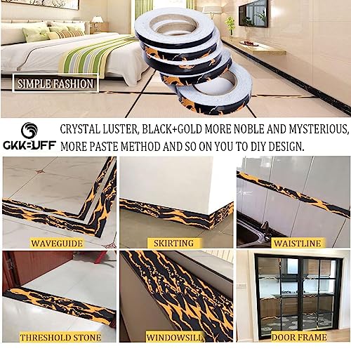 Image of Decor Tape Waterproof Decor Tape Self-Adhesive Tile Seam Sticker Marble Adhesive Seam Sticker Decor Tape for Walls Furniture self-adhesive liner for corner decor in black(0,8*500 CM /0,31 IN*164,04 FT)