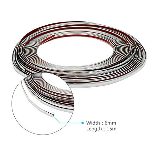 Striscia per stampaggio a rullo auto cromata 6 mm x 15 m argento