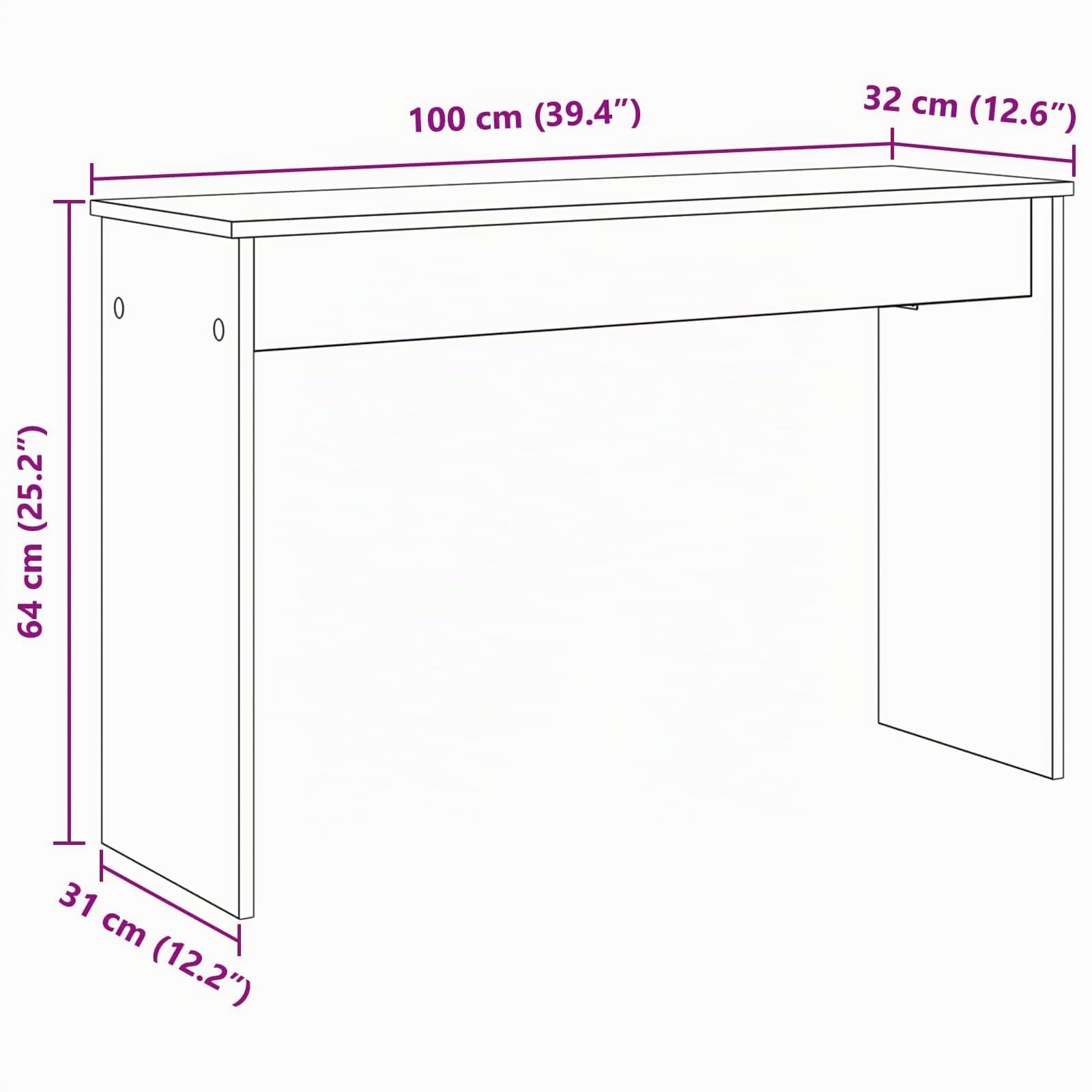 vidaXL Keyboardstand Beton Grijs 100 x 32 x 64 cm Bewerkt hout