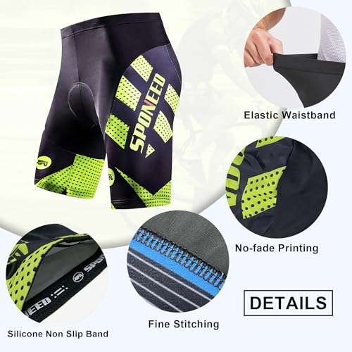 sponeed Men's Cycling Shorts Padded Bicycle Riding Pants Bike Biking Clothes Cycle Wear Tights
