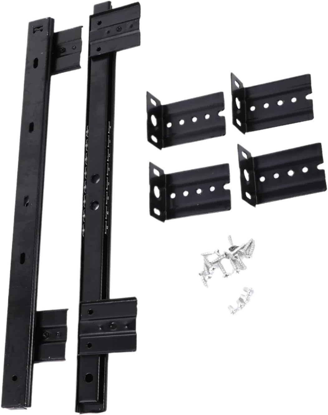 Heavy Duty Drawer Slides Keyboard Rails Drawer Slide Track Computer Desk Tray Hardware Rack Runners Cold Rolled Steel Replacement(Black)