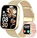 TAPPODO Smart Watches for Women, 1.91"HD Fitness Watch with Bluetooth Calling, Health Tracker for Sleep/Heart Rate/SpO2, 120+ Sports, 200+ Dials, IP68 Waterproof, Smart Watch for Android iOS (Gold)