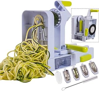 Brieftons QuickFold 5-Blade Spiralizer: Versatile & Compact Foldable Vegetable Spiral Slicer, Best Veggie