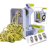 Brieftons QuickFold 5-Blade Spiralizer: Versatile & Compact Foldable Vegetable Spiral Slicer, Best Veggie Pasta Spaghetti Maker for Low Carb/Paleo/Gluten-Free with Brush & 4 Recipe Ebooks