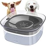 Olnamaro Bebedero Perro,Platos para Perros,2L de Capacidad Extra Grande Transparente (Visible) Bebedero Perro Antigoteo,Tazón Flotante Antiderrame para...