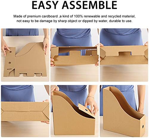 HINATAA File Magazine Holder,5 PCS Kraft Paper Magazine Rack Files Folder,Storage Organiser Sorter Storage Shelf Excellent for School Dormitory,Office,Home Files Storage (Marble)