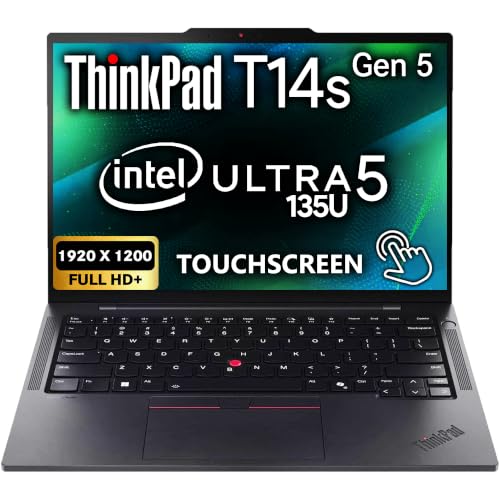 Image of Lenovo ThinkPad T14s Gen 5 Touchscreen 14 inch FHD+ AI Business Laptop, Intel Core Ultra 5 135U, 32GB LPDDR5X RAM, 2TB SSD PCIe, WiFi 6E, Backlit Keyboard, 2 Thunderbolt 4, HD Webcam, Win 11 Pro - Black