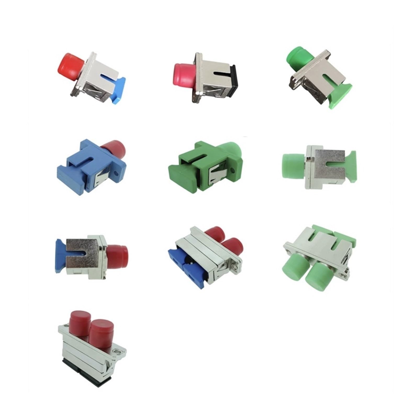 Adaptateur SC-FC 5 pièces Coupleur de Fibre Optique Duplex simplex 2 cœurs SM MM Connecteur FTTH monomode FC-SC(Red)